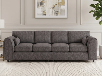 Grey Lisbon Fabric 4 Seater Corner Sofa with full back design by Gamzo Outlet, showcasing plush seating and modern style.