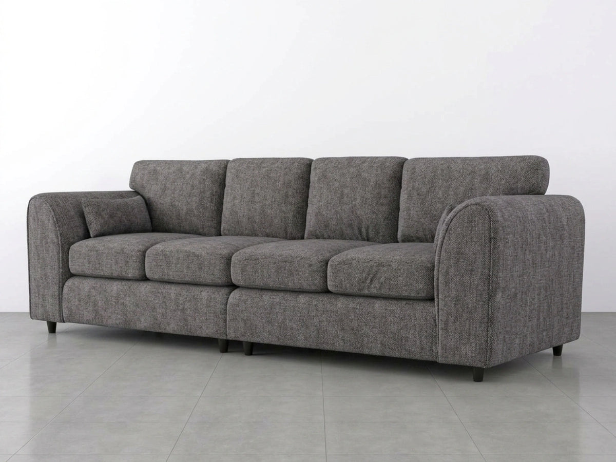 Grey Lisbon Fabric 4 Seater Full Back Corner Sofa by Gamzo Outlet, showing plush cushions and modern design.