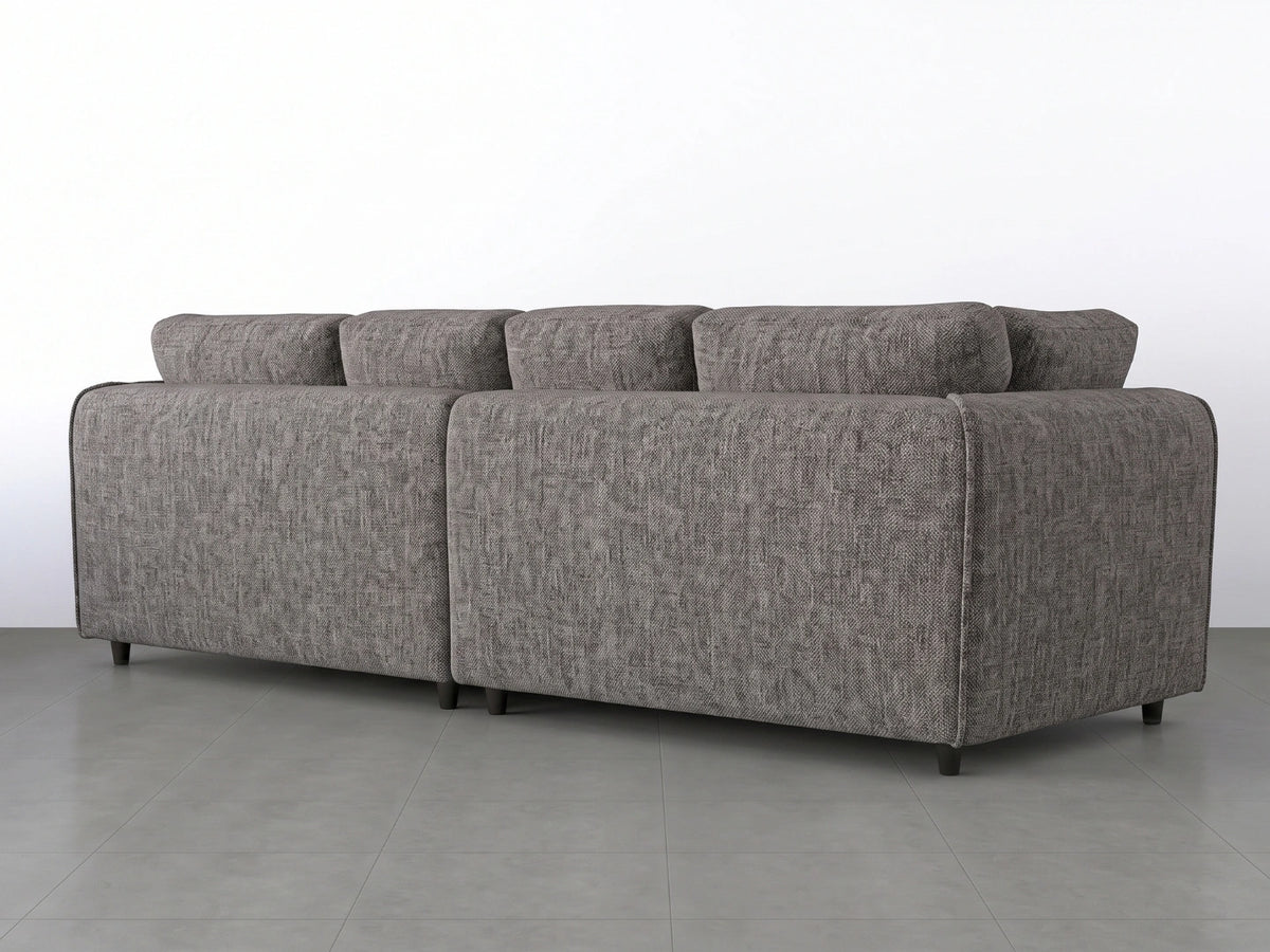 Grey Lisbon Fabric 4-Seater Full Back Corner Sofa by Gamzo Outlet, showcasing plush cushions and modern design.