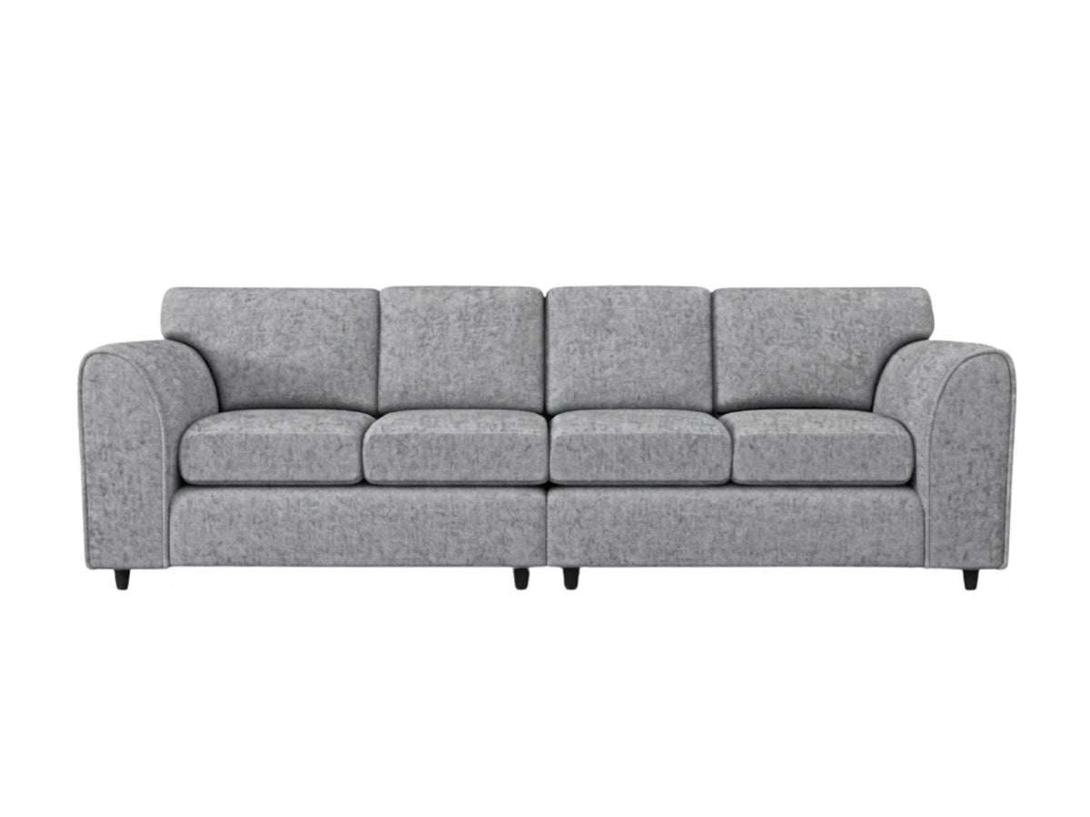 Light grey Gamzo Outlet Alaska Fabric 4-seater sofa with full back design, showcasing plush cushions and modern style.