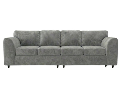 Light grey plush velvet 4-seater full back corner sofa by Gamzo Outlet with modern design and comfortable seating.