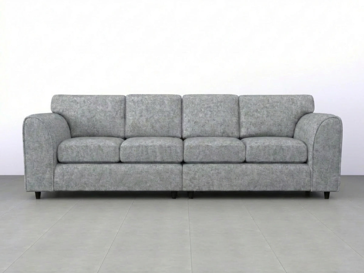 Light grey Alaska Fabric 4 Seater Full Back Sofa by Gamzo Outlet, showcasing plush seating and full back support.