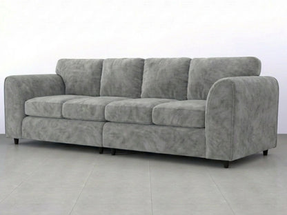 Light grey plush velvet 4-seater full back corner sofa by Gamzo Outlet with modern design and comfortable seating.