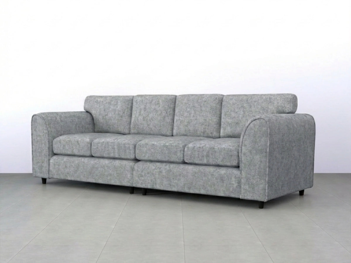 Light grey Alaska Fabric 4 Seater Sofa by Gamzo Outlet with full back and plush cushions, ideal for living room comfort.
