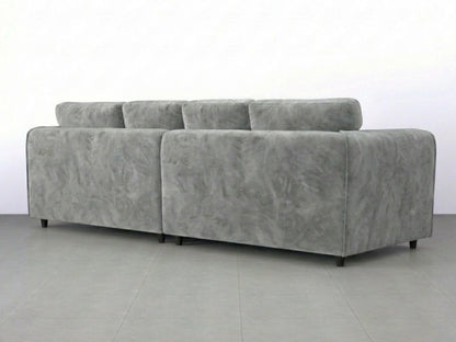 Light grey plush velvet 4-seater full back corner sofa by Gamzo Outlet, showcasing a cozy, modern living room setup.