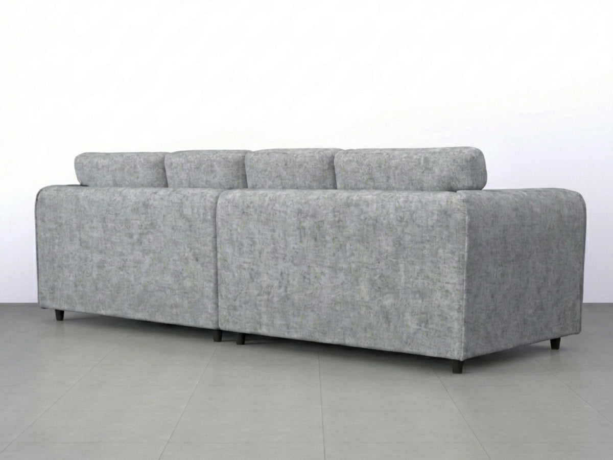 Light grey Gamzo Outlet Alaska Fabric 4 Seater Sofa with full back design, perfect for living room seating.