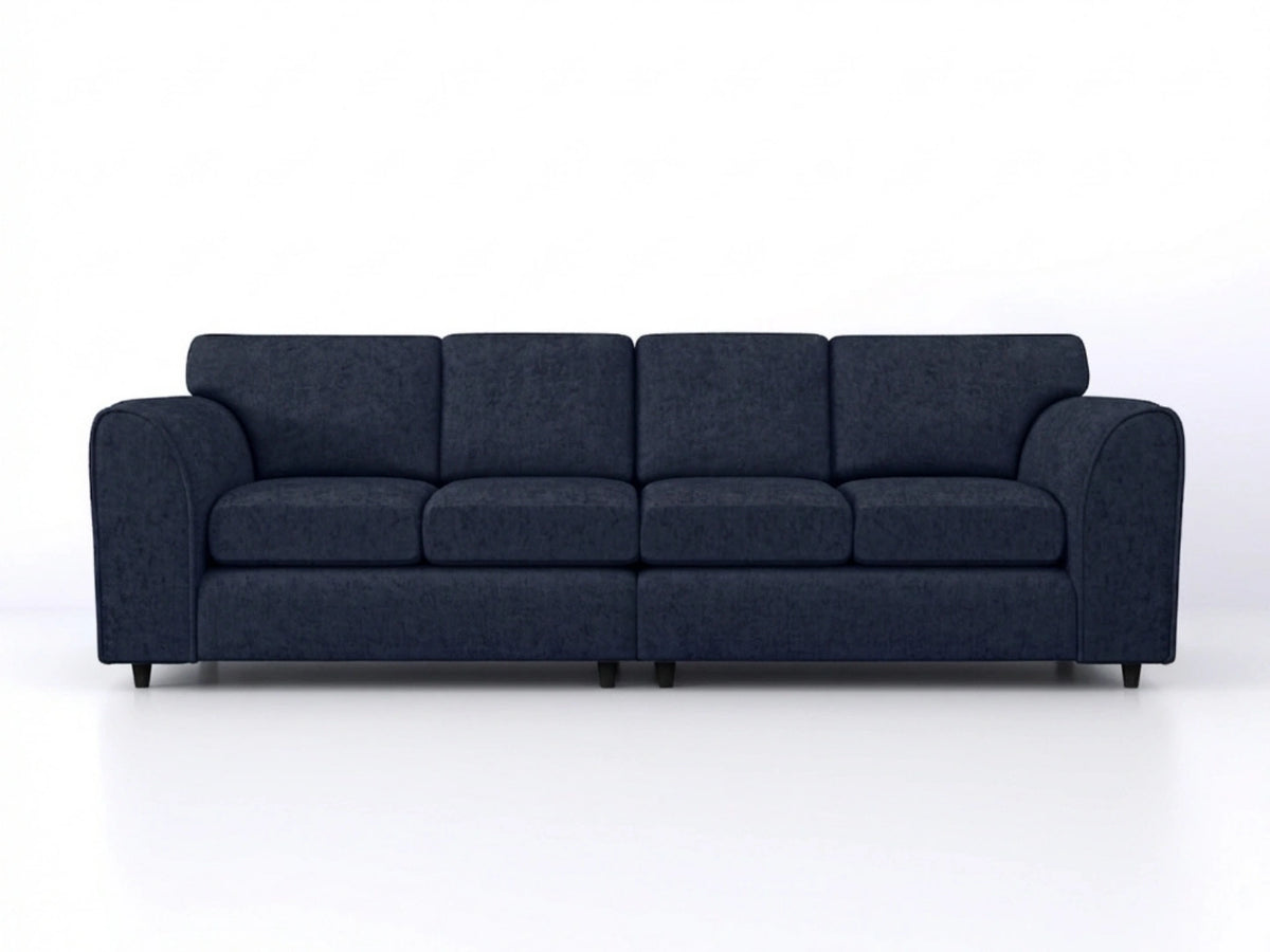 Alaska Fabric 4 Seater Full Back Sofa in midnight blue, with plush cushions and modern design, by Gamzo Outlet.