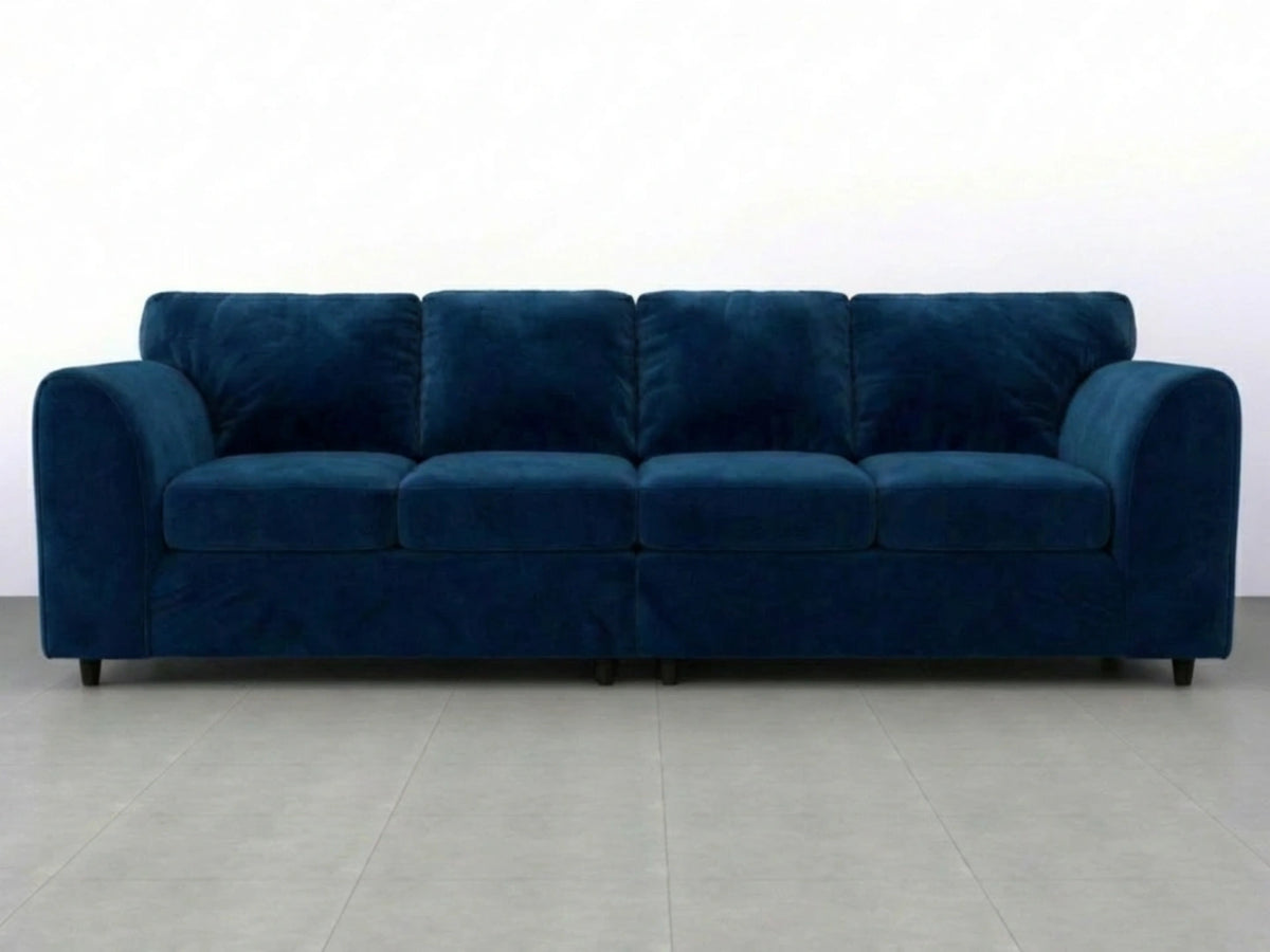 Midnight blue plush velvet 4-seater corner sofa from Gamzo Outlet, full back design with comfortable cushioning.