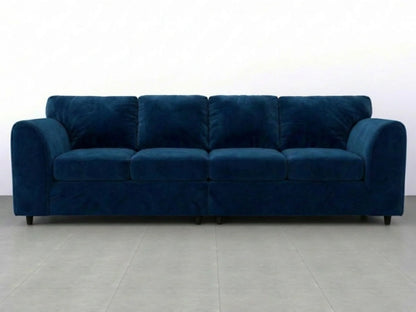 Midnight blue plush velvet 4-seater corner sofa from Gamzo Outlet, full back design with comfortable cushioning.