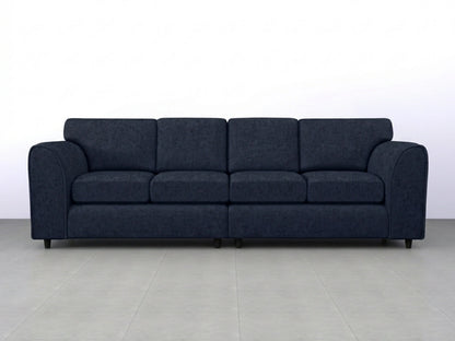 Midnight blue Alaska Fabric 4 seater sofa with full back support, stylish and comfortable for modern living rooms.