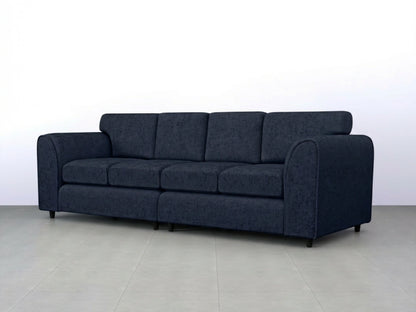 Alaska Fabric 4 Seater Full Back Sofa in midnight blue, featuring plush cushions and a sturdy frame by Gamzo Outlet.
