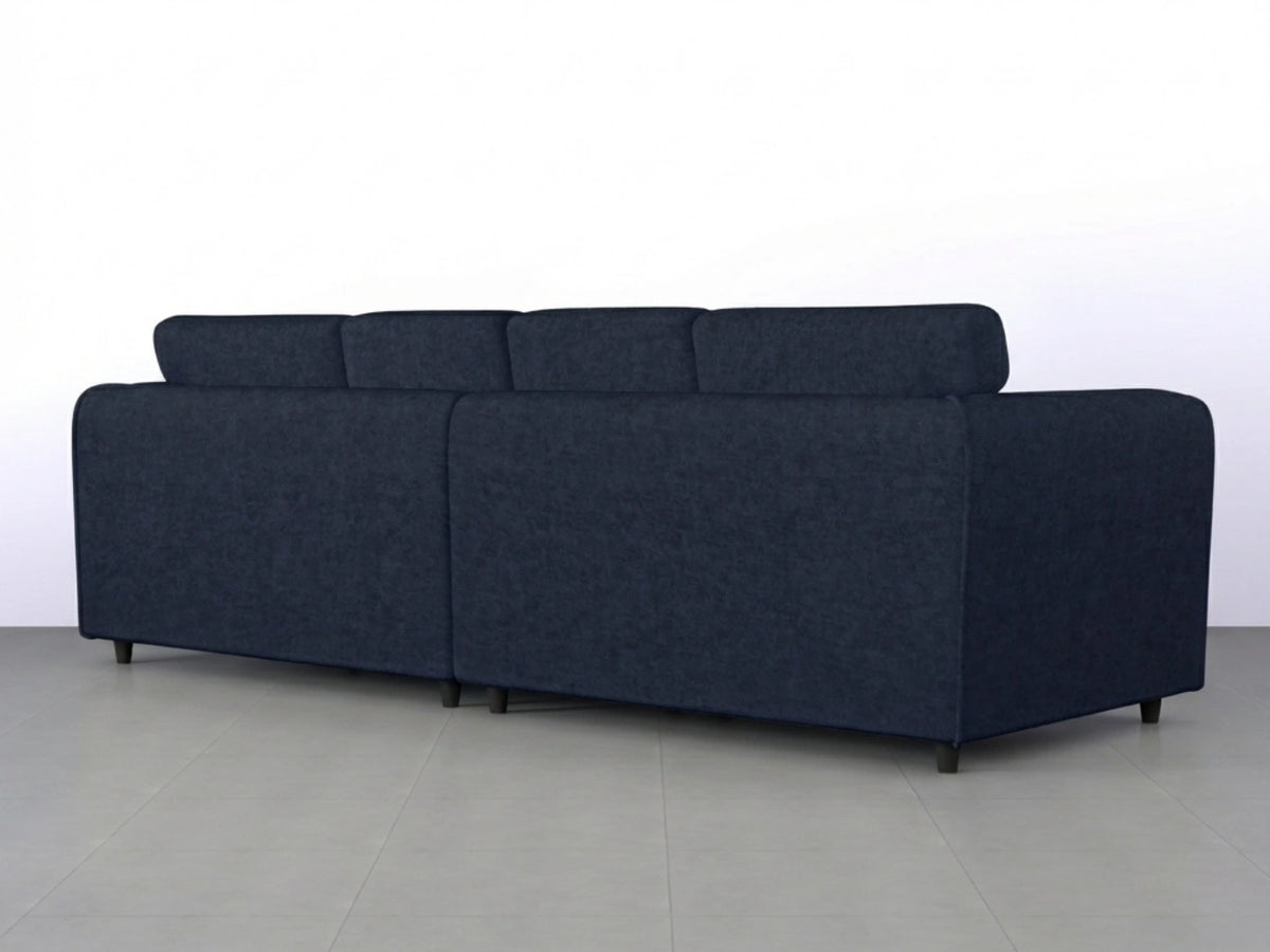 Gamzo Outlet Alaska Fabric 4 Seater Full Back Sofa in midnight blue with plush cushions and a modern design.