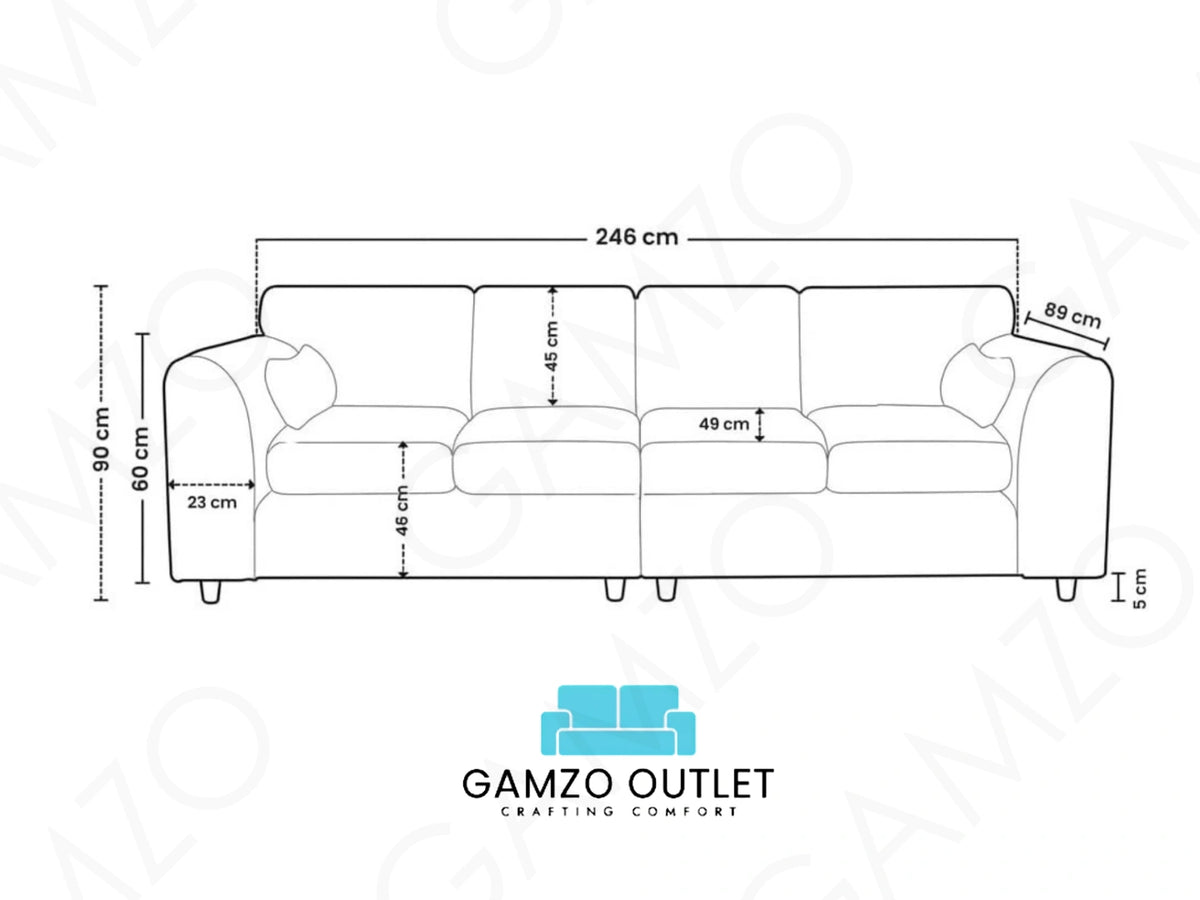 Gamzo Outlet plush velvet 4-seater full back corner sofa in mustard color, showcasing a comfortable and stylish living room piece.