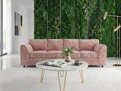 Pink plush velvet 4-seater full back corner sofa by Gamzo Outlet, featuring a comfortable and stylish design.