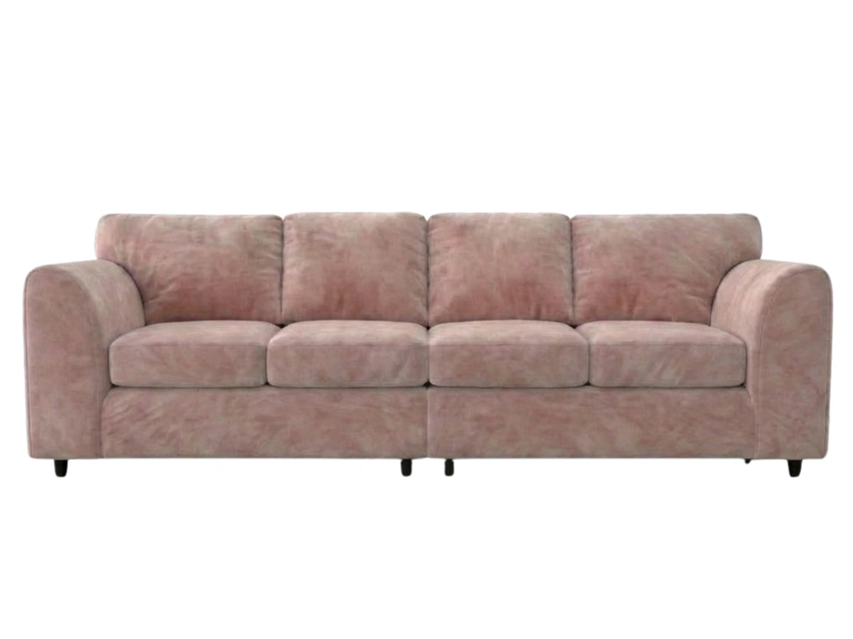 Pink plush velvet 4-seater corner sofa with full back from Gamzo Outlet, showcasing soft upholstery and spacious seating.