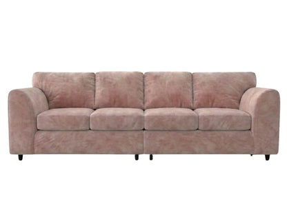 Pink plush velvet 4-seater corner sofa with full back from Gamzo Outlet, showcasing soft upholstery and spacious seating.