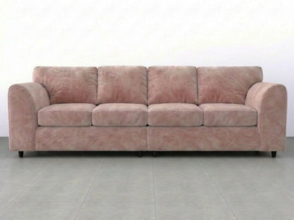 Pink plush velvet 4-seater full back corner sofa by Gamzo Outlet, showcasing a cozy and stylish living room setup.