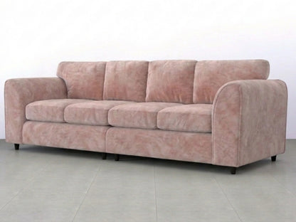 Pink plush velvet 4-seater full back corner sofa by Gamzo Outlet, showcasing soft fabric and spacious seating.