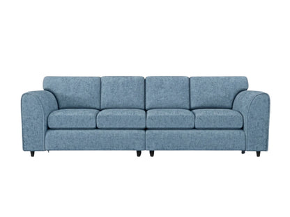 Sky blue Alaska Fabric 4 Seater Sofa by Gamzo Outlet with full back support and plush cushions in a modern living room setting.