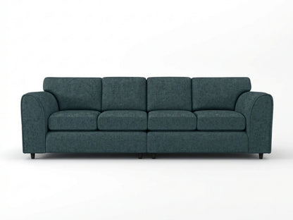 Gamzo Outlet Alaska Fabric 4 Seater Sofa in teal with full back design, showcasing plush cushioning and modern style.