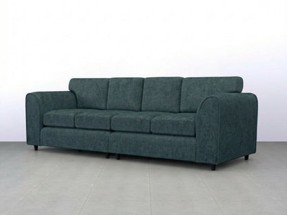 Gamzo Outlet Alaska Fabric 4 Seater sofa in teal with full back design, showcasing a modern, comfortable living room piece.