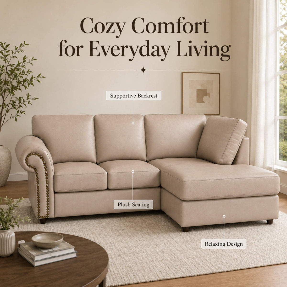 Cream 4 Seater Right hand facing