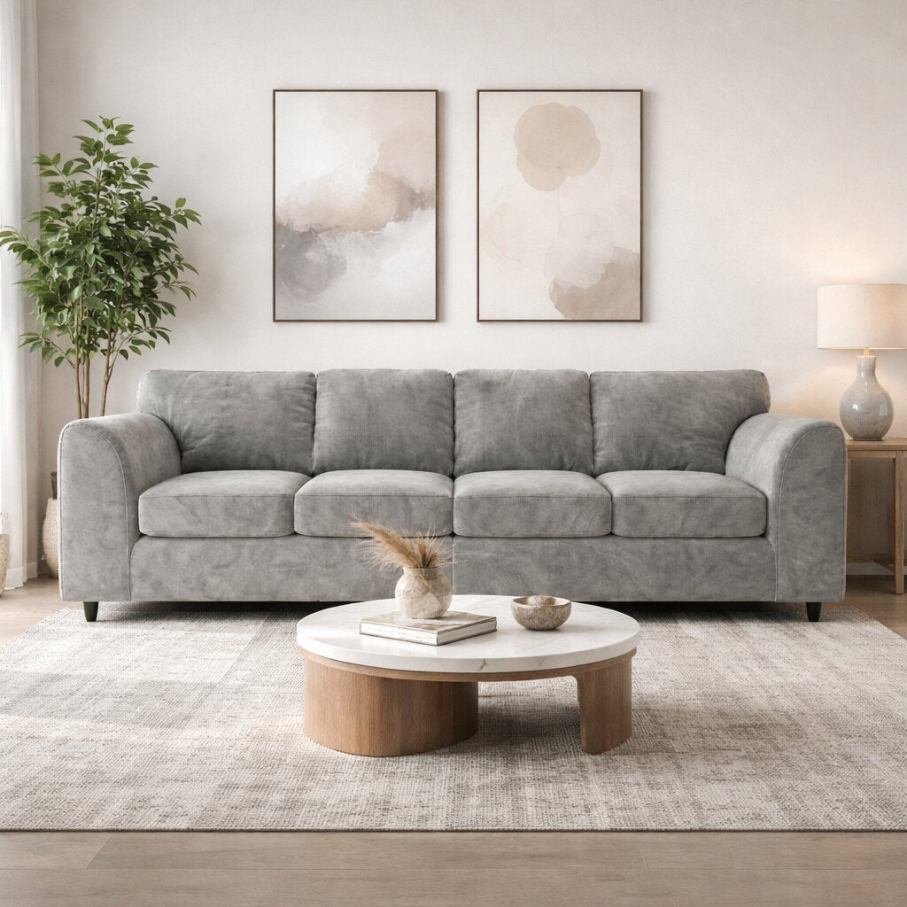Luxurious plush velvet 4-seater full back corner sofa by Gamzo Outlet, featuring comfortable cushions and modern design.