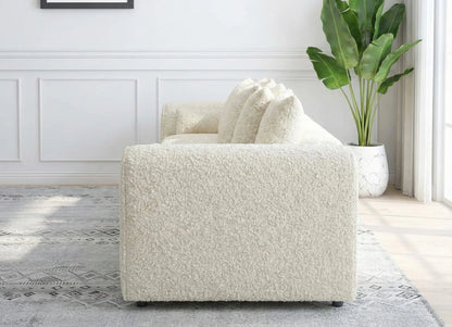 Boucle Fabric 4 Seater Scatter Back Sofa - Gamzo Outlet