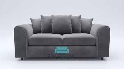 Plush Fabric 3 Seater Scatter Back Sofa
