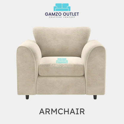 PLUSH FABRIC FULL BACK SOFA SET - Gamzo Outlet