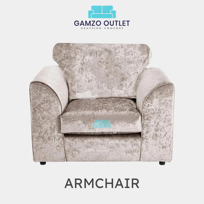 CRUSHED VELVET FULL BACK SOFA SET