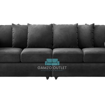 Plush Fabric 4 Seater Scatter Back Sofa