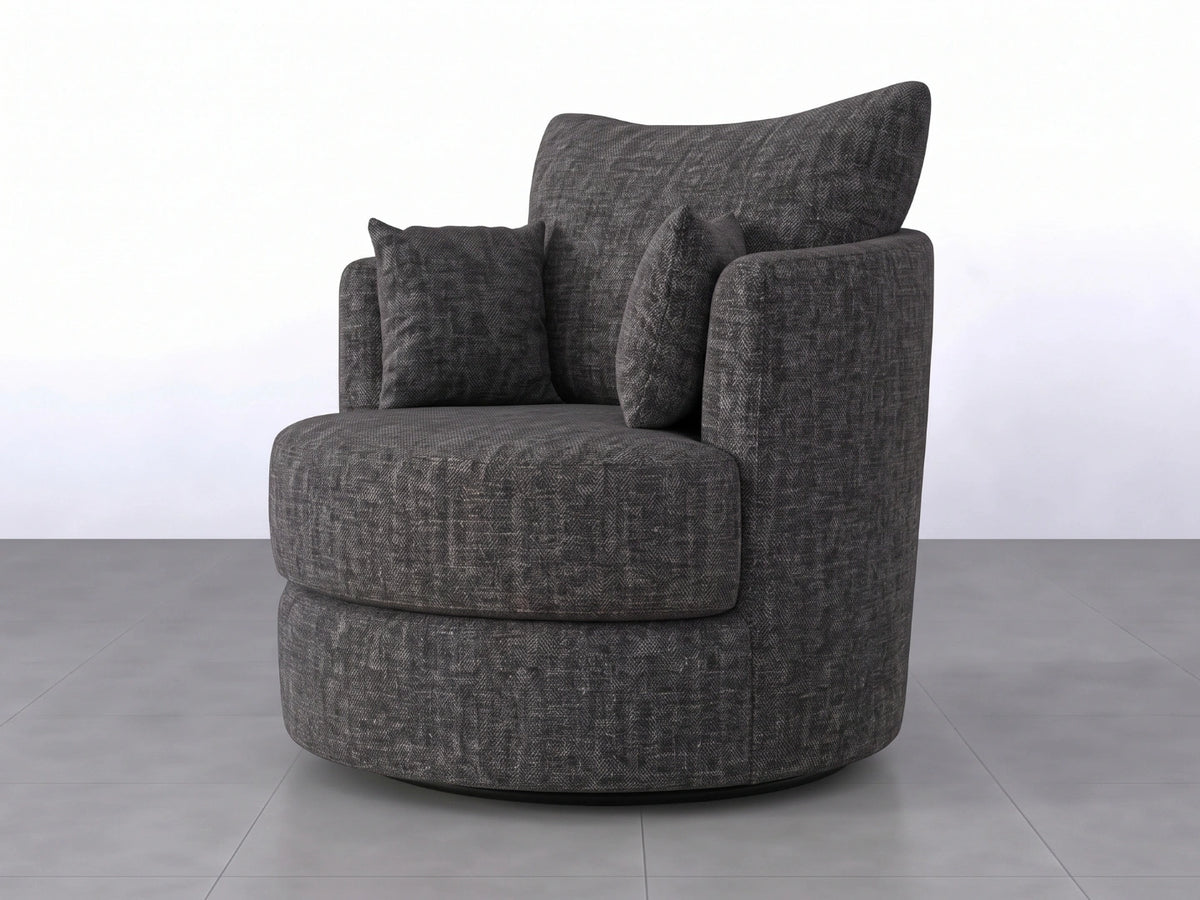Gamzo Outlet Lisbon Fabric Swivel Corner Chair with plush cushioning and modern design, perfect for stylish living rooms.