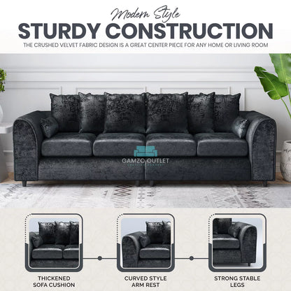 Crushed Velvet 4 Seater Scatter Back Sofa