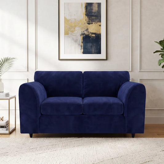 Plush Velvet Fabric 2 Seater Full Back Sofa