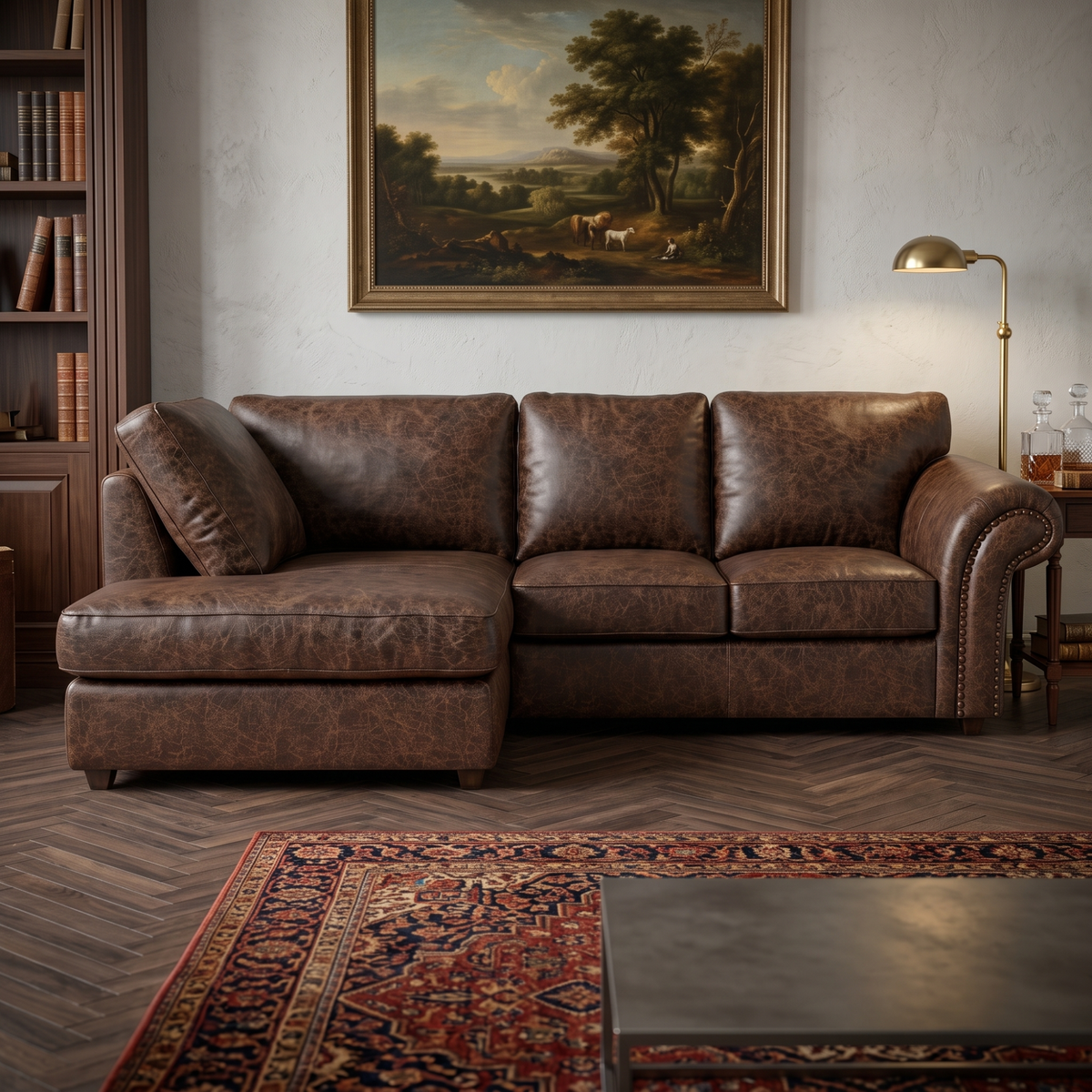 Oakland Full Back L Shape Leather Sofa