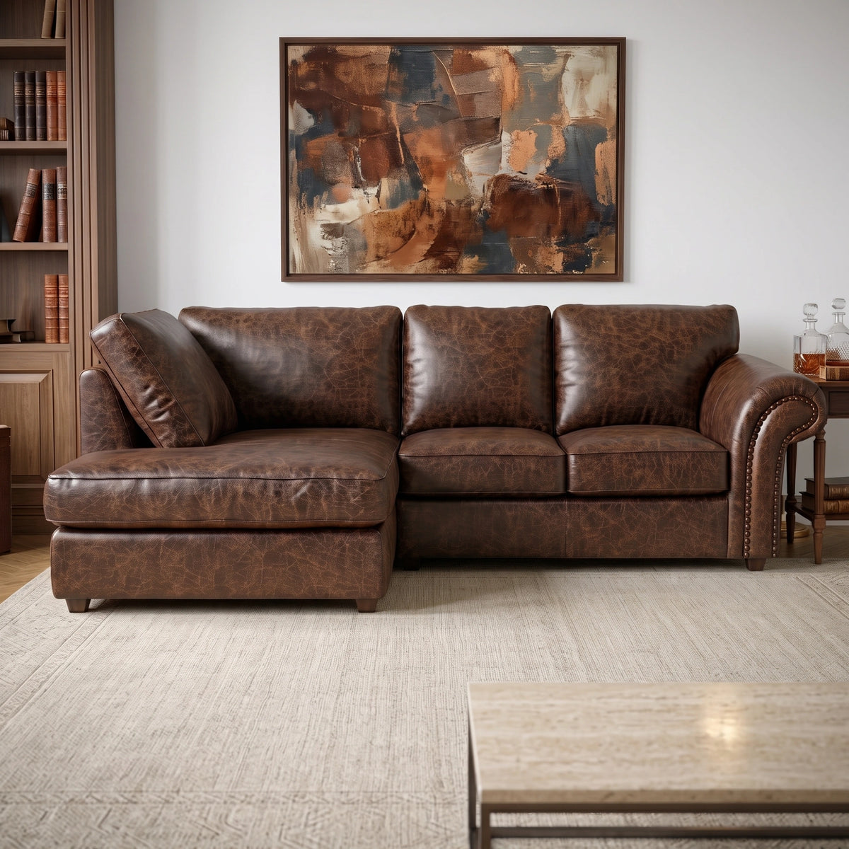 Chocolate Brown 4 Seater Left Hand facing