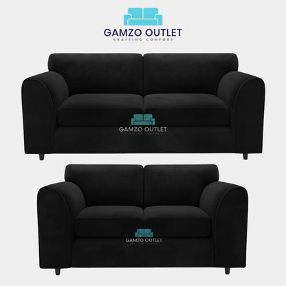 PLUSH FABRIC FULL BACK SOFA SET - Gamzo Outlet