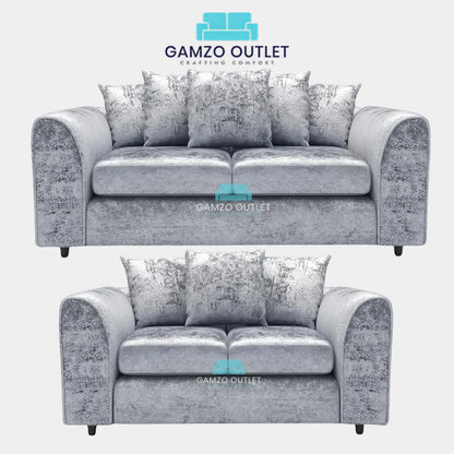 CRUSHED VELVET SCATTER BACK SOFA SET