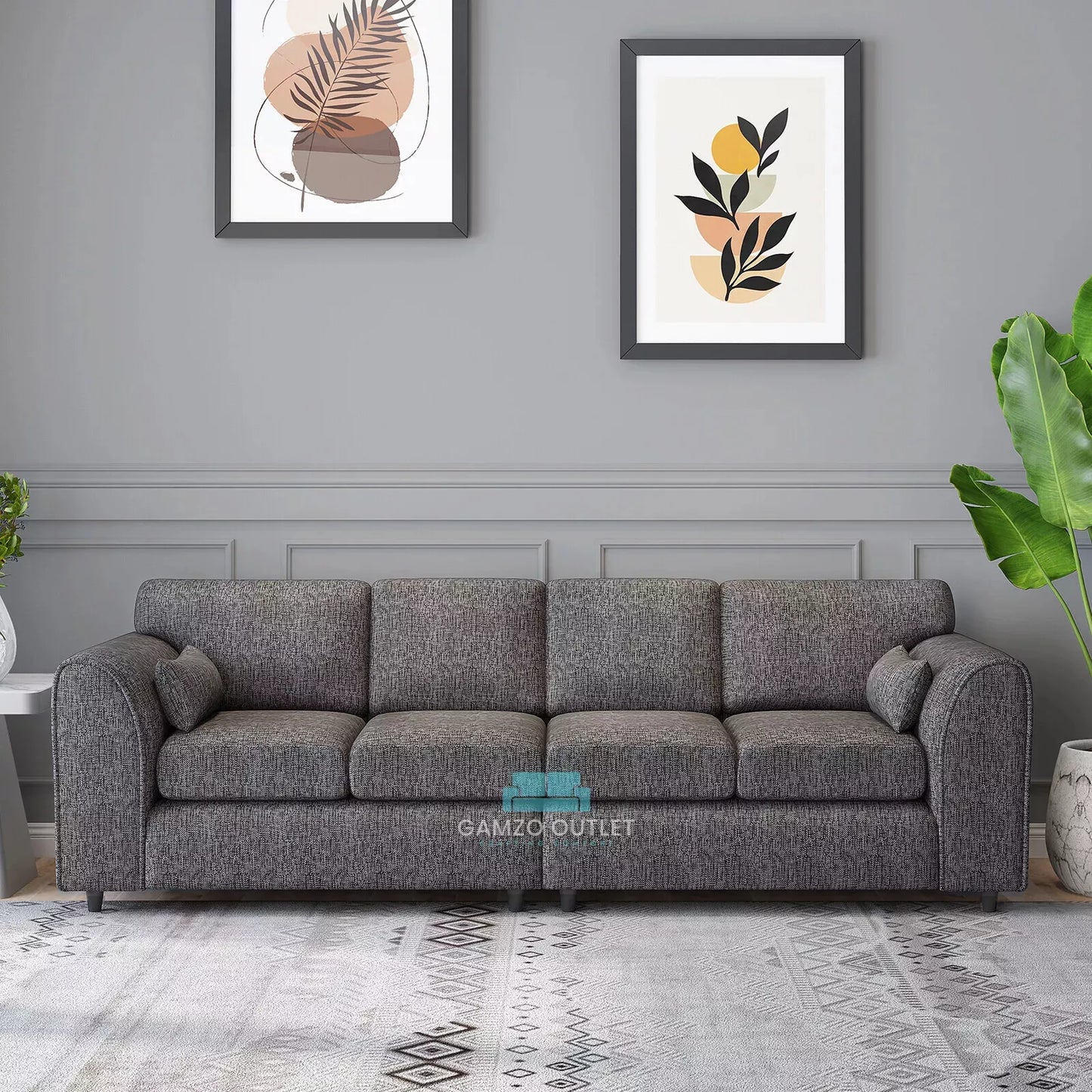 Lisbon Fabric 4 Seater Full Back Sofa
