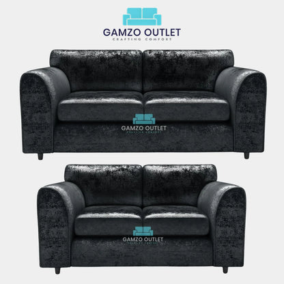 CRUSHED VELVET FULL BACK SOFA SET
