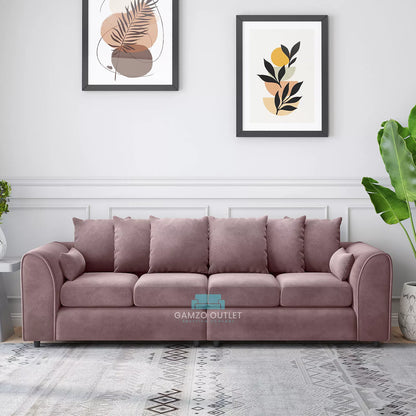 Plush Fabric 4 Seater Scatter Back Sofa
