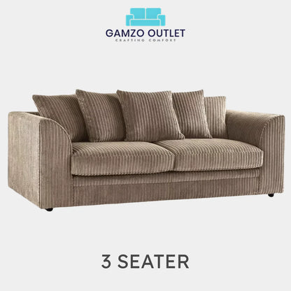 JUMBO CORD FABRIC SCATTER BACK SOFA SET