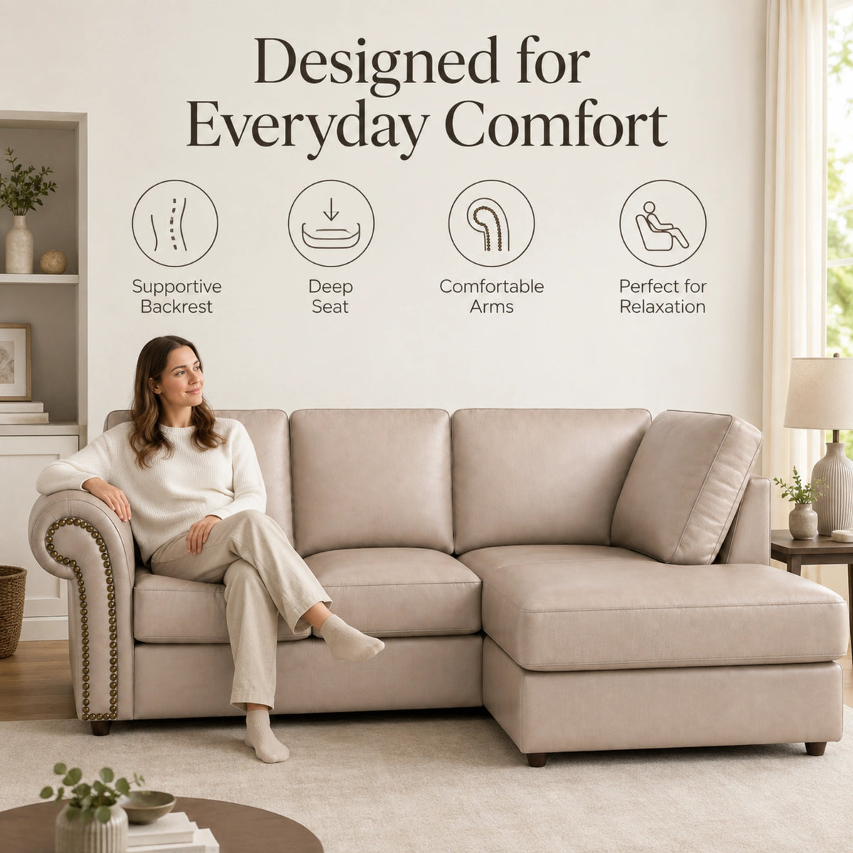 Cream 4 Seater Right hand facing