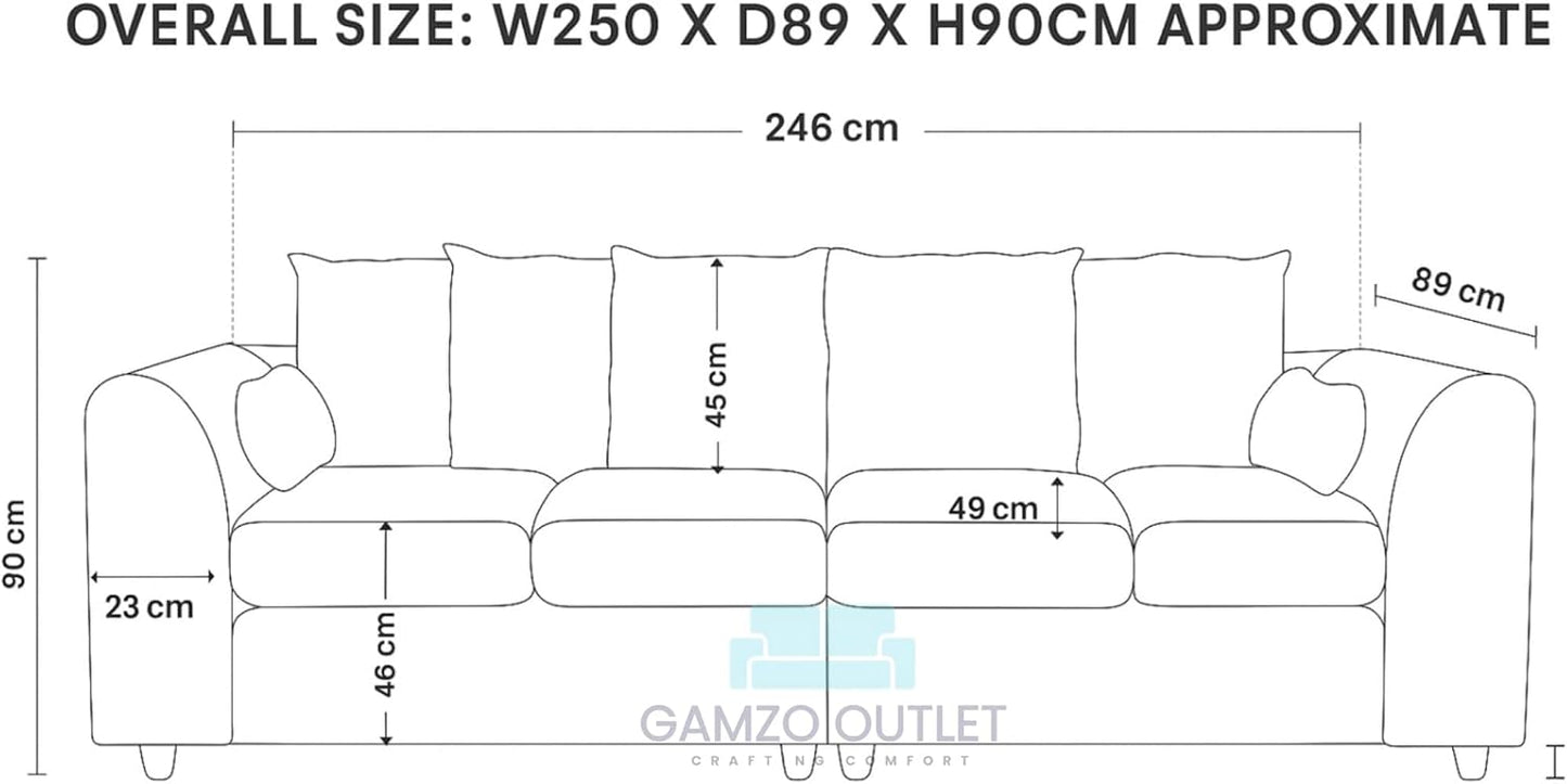 Boucle Fabric 4 Seater Scatter Back Sofa - Gamzo Outlet