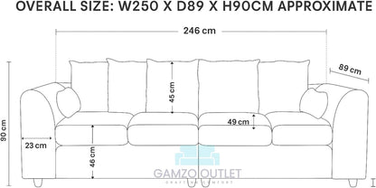 Boucle Fabric 4 Seater Scatter Back Sofa - Gamzo Outlet