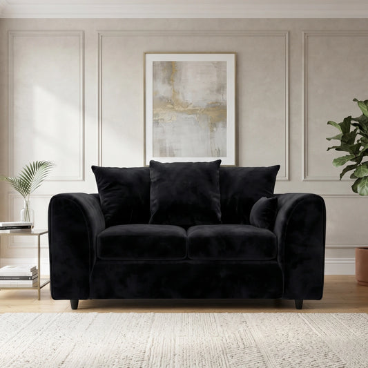Plush Fabric 2 Seater Scatter Back Sofa