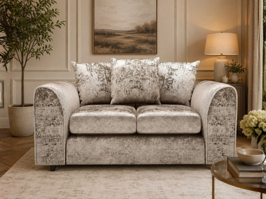 Crushed Velvet 2 Seater Scatter Back Sofa