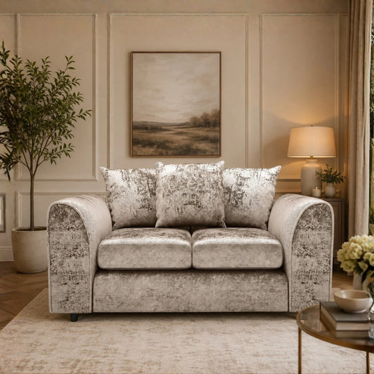 Crushed Velvet 2 Seater Scatter Back Sofa