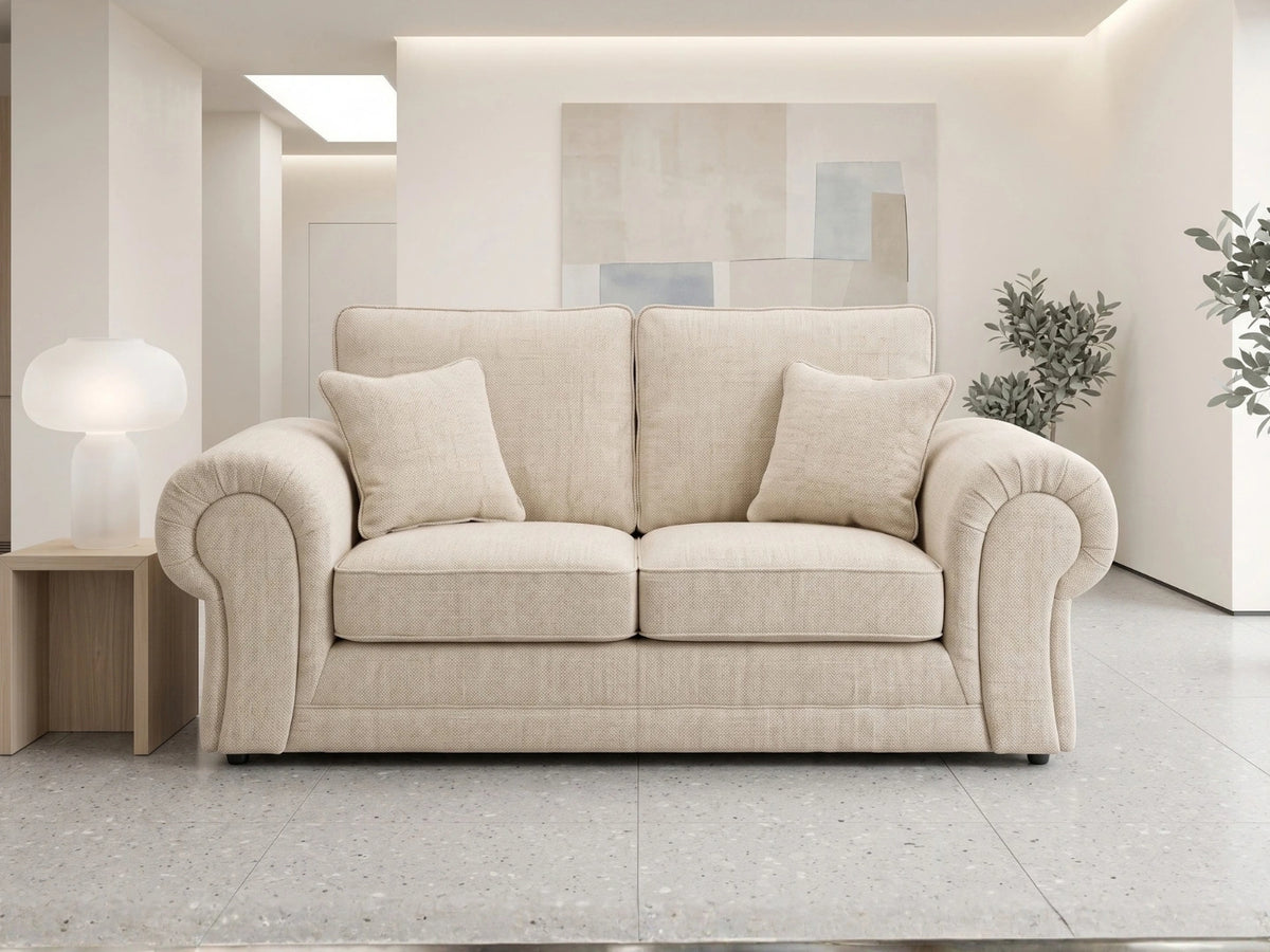 Gamzo Outlet Wilcot Fabric 2 Seater sofa with full back support, showcasing a modern design and comfortable seating.